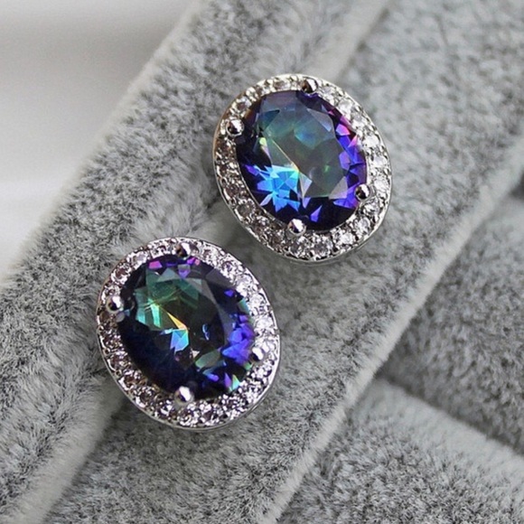 Mystical topaz 18k white gold filled earrings - Picture 4 of 4